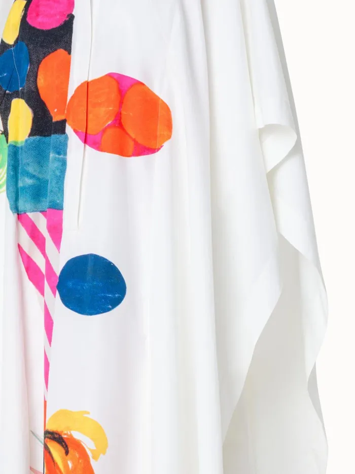 Cotton Caftan Dress With Rooster Print Ecrumulticolor Women Akris Dresses