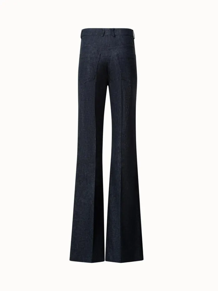 Cotton Denim Stretch Bootcut Pant Black Women Akris Pants