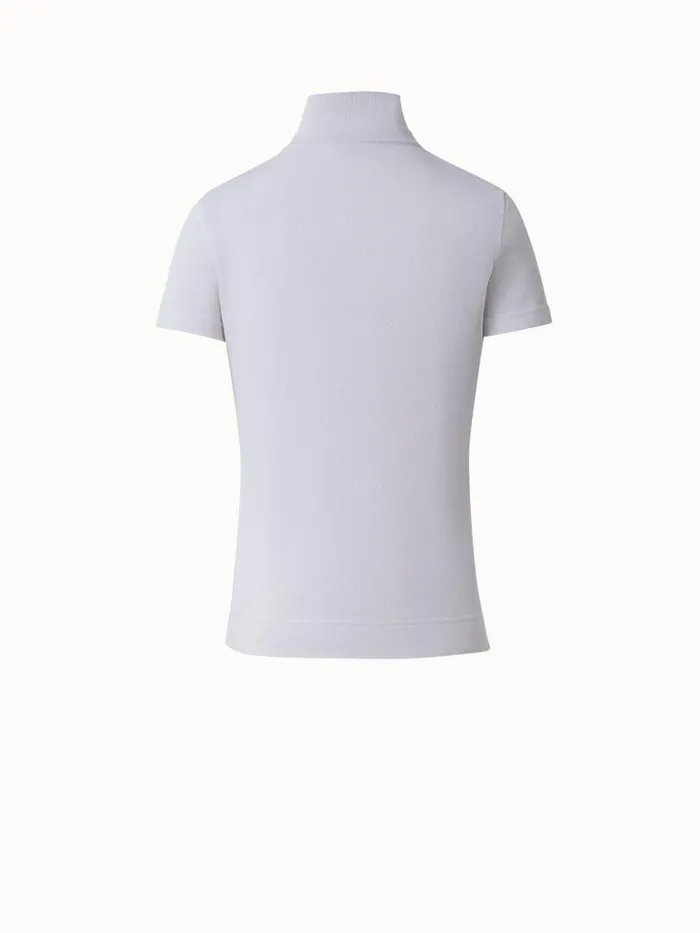 Cotton Piqu Polo Shirt Greige Women Akris Knitwear