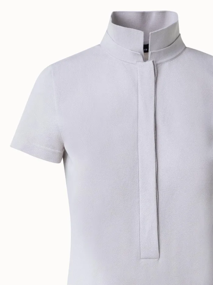 Cotton Piqu Polo Shirt Greige Women Akris Knitwear