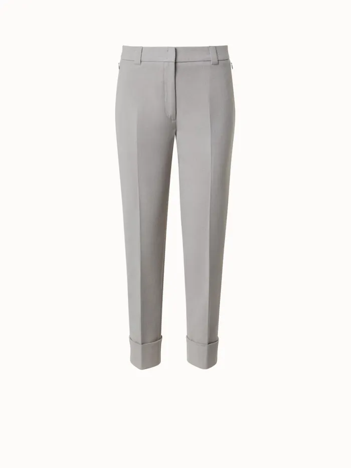 Cotton Silk DoubleFace Cropped Tapered Pants Clay Women Akris Pants