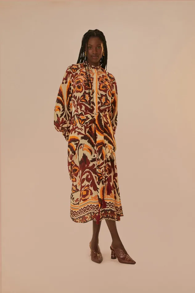 Cream Toucans Scarf Maxi Dress Women Farm Rio Maxi Dresses