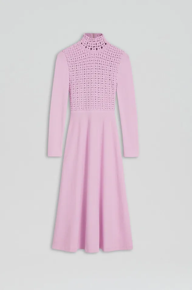 CREPE KNIT DAISY DRESS MAUVE Women Dresses Scanlan Theodore CREPE KNIT DAISY DRESS MAUVE Women Dresses Scanlan Theodore
