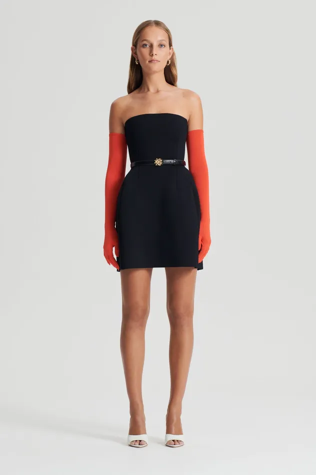 CREPE KNIT PEPLUM STRAPLESS DRESS BLACK Women Knitwear Scanlan Theodore