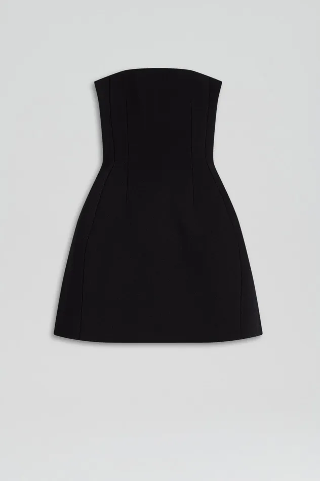 CREPE KNIT PEPLUM STRAPLESS DRESS BLACK Women Knitwear Scanlan Theodore CREPE KNIT PEPLUM STRAPLESS DRESS BLACK Women Knitwear Scanlan Theodore