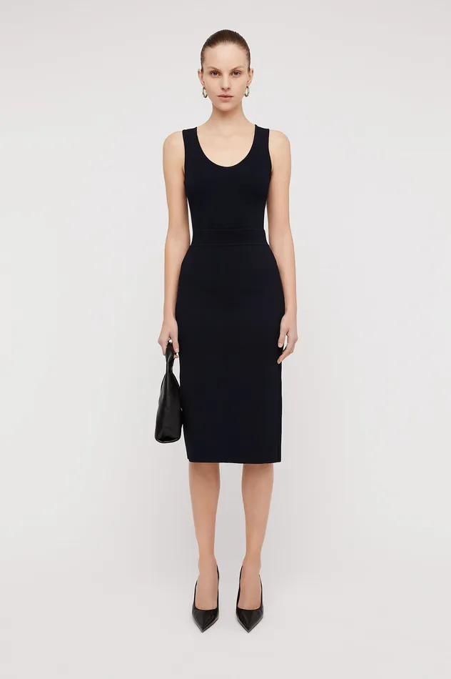 CREPE KNIT SINGLET NAVY Women Tops Scanlan Theodore