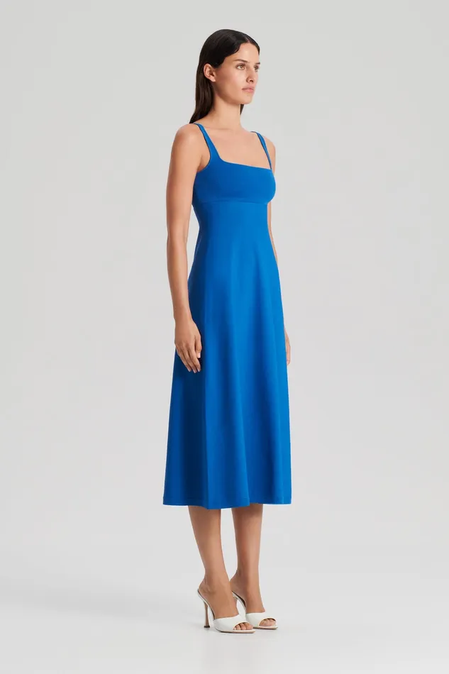 CREPE KNIT SQUARE NECK DRESS PRUSSIANBLUE Dresses Scanlan Theodore Women