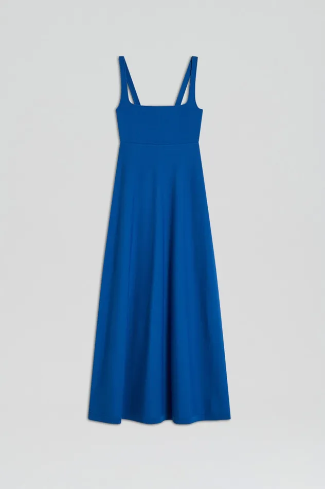 CREPE KNIT SQUARE NECK DRESS PRUSSIANBLUE Dresses Scanlan Theodore Women