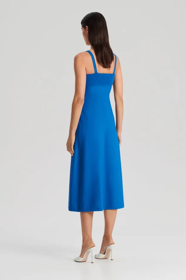 CREPE KNIT SQUARE NECK DRESS PRUSSIANBLUE Dresses Scanlan Theodore Women