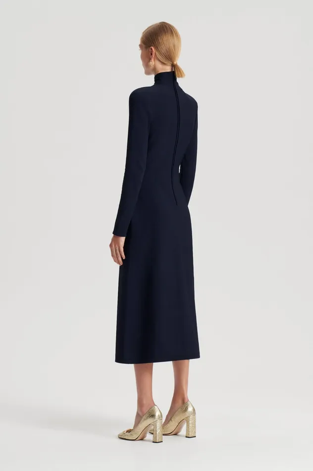 CREPE KNIT TURBAN TWIST DRESS NAVY Women Dresses Scanlan Theodore