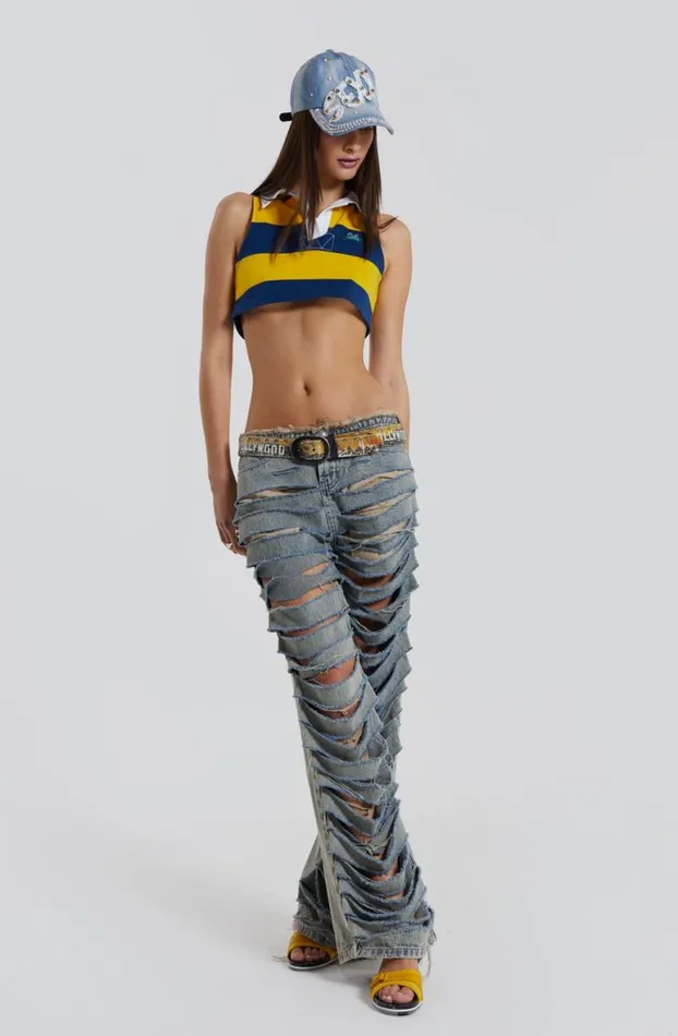 Crop Tops Women Jaded London League Cropped Rugby Vest