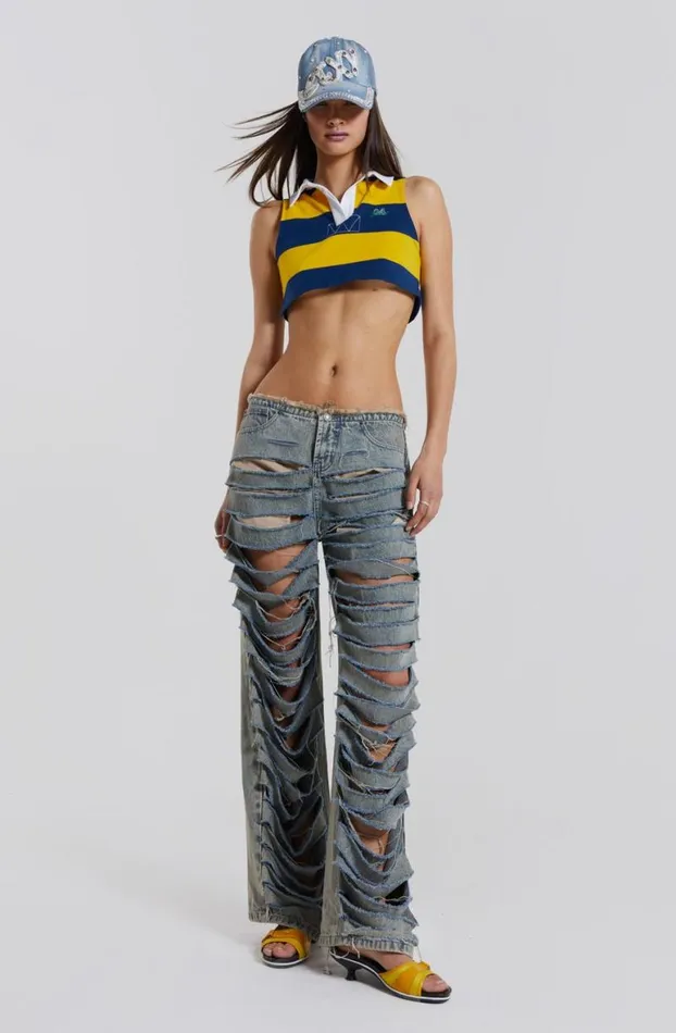 Crop Tops Women Jaded London League Cropped Rugby Vest