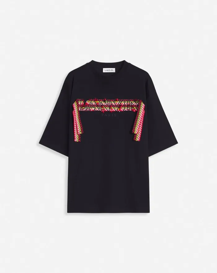 Curb Lace Lanvin Oversized Tshirt Black Men Lanvin Tshirts and Polos