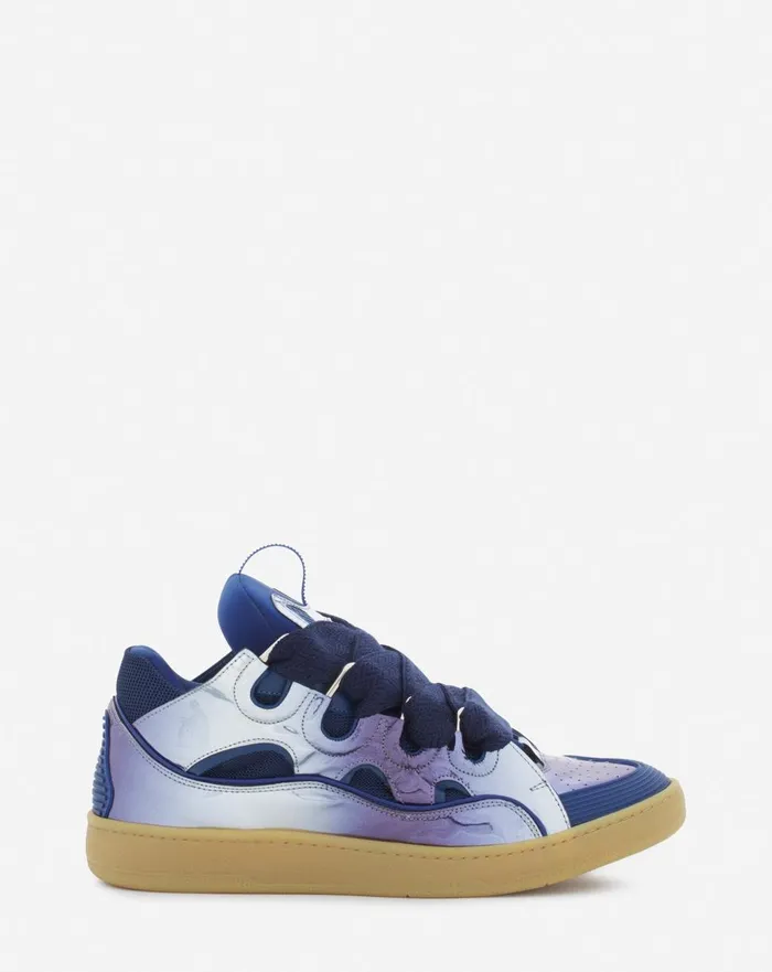 Curb Sneakers In Metallic Leather Cornflower Men Lanvin Sneakers