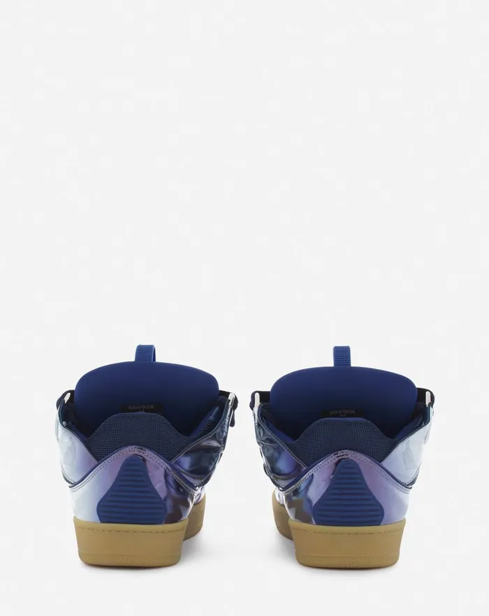 Curb Sneakers In Metallic Leather Cornflower Men Lanvin Sneakers Curb Sneakers In Metallic Leather Cornflower Men Lanvin Sneakers