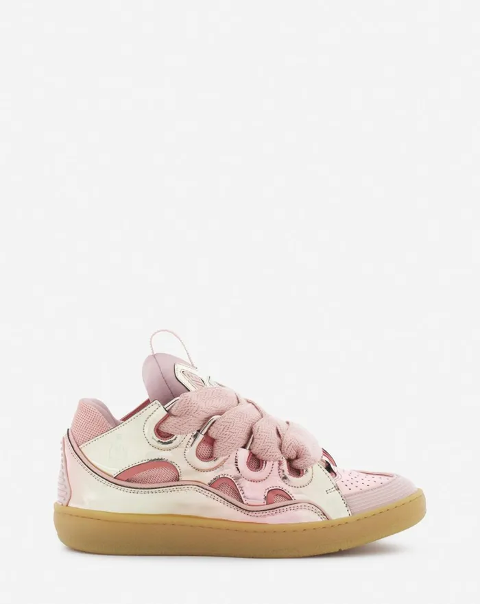 Curb Sneakers In Metallic Leather Dusty Rose Women Lanvin Sneakers