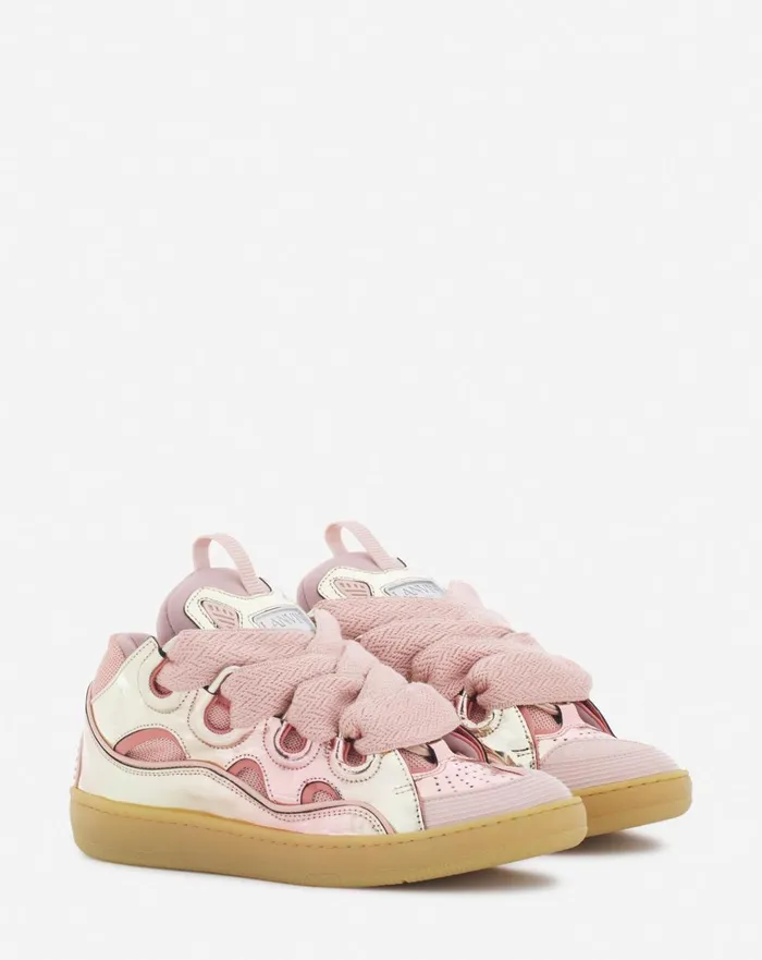 Curb Sneakers In Metallic Leather Dusty Rose Women Lanvin Sneakers Curb Sneakers In Metallic Leather Dusty Rose Women Lanvin Sneakers