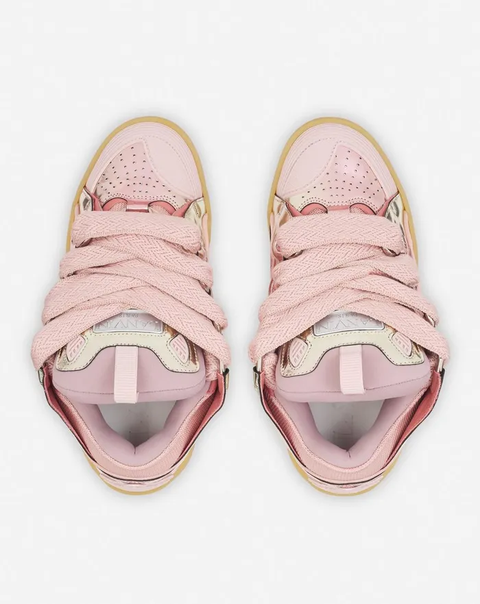 Curb Sneakers In Metallic Leather Dusty Rose Women Lanvin Sneakers Curb Sneakers In Metallic Leather Dusty Rose Women Lanvin Sneakers