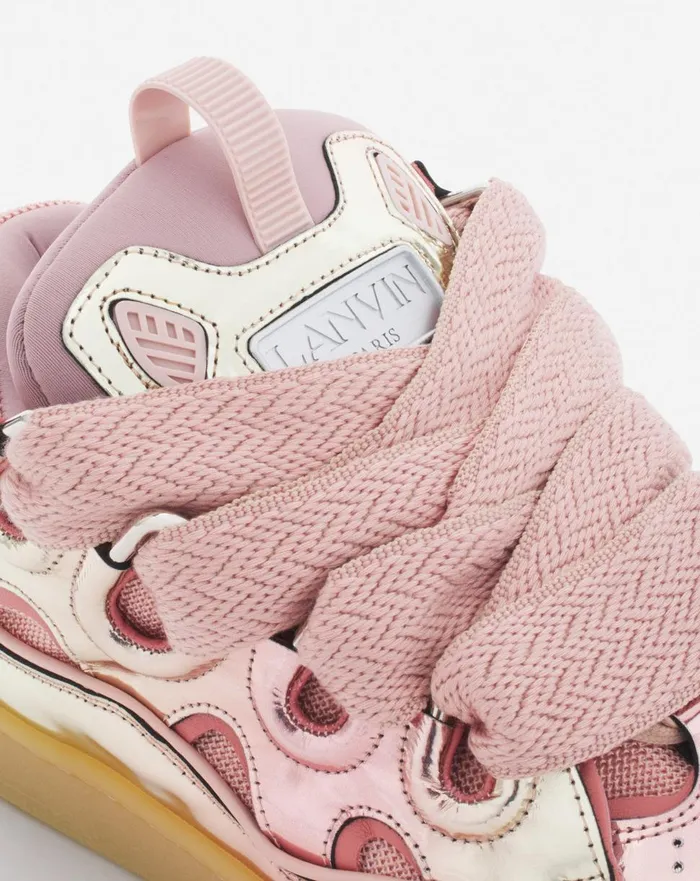 Curb Sneakers In Metallic Leather Dusty Rose Women Lanvin Sneakers Curb Sneakers In Metallic Leather Dusty Rose Women Lanvin Sneakers