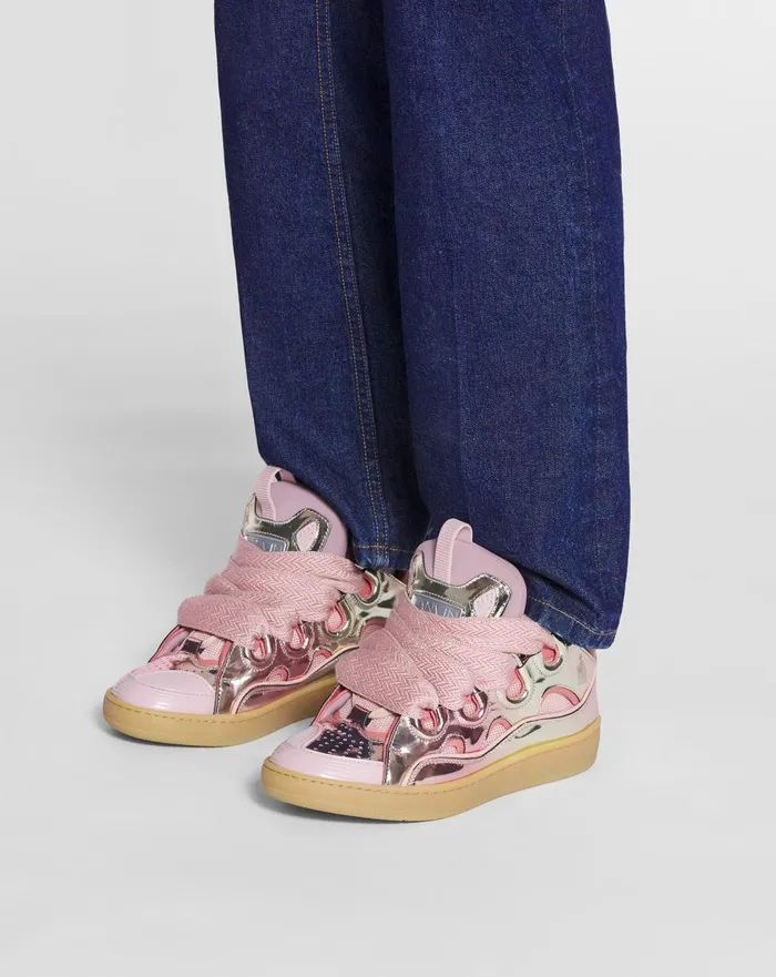 Curb Sneakers In Metallic Leather Dusty Rose Women Lanvin Sneakers Curb Sneakers In Metallic Leather Dusty Rose Women Lanvin Sneakers