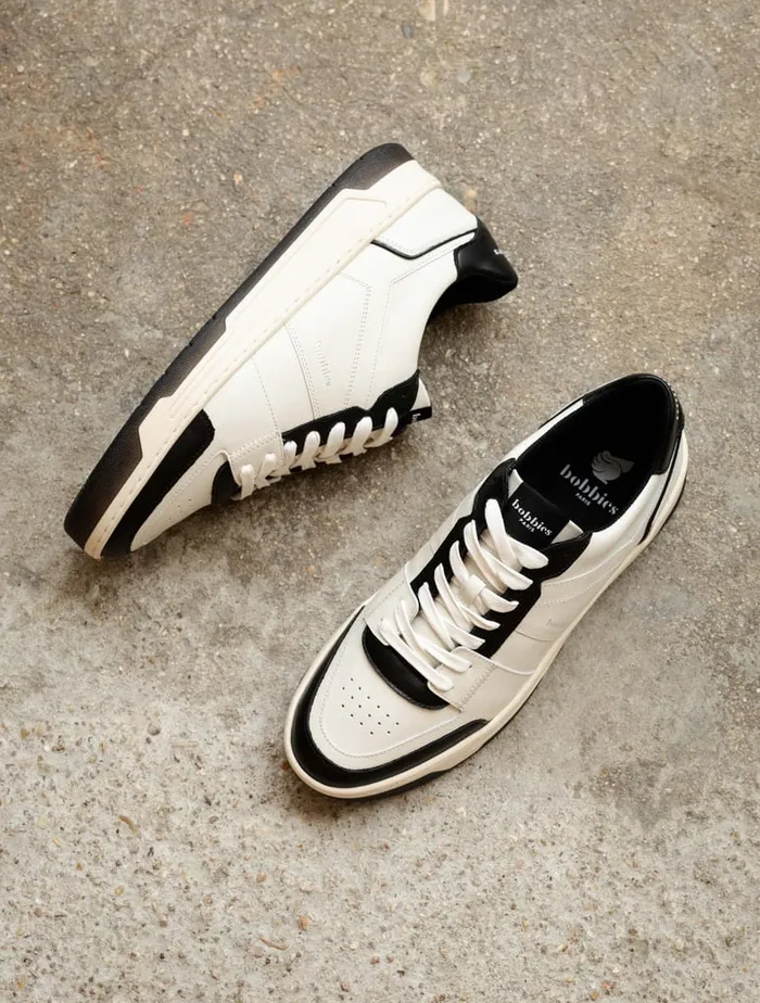 Cyrus Off White and Deep Black Men Bobbies Sneakers