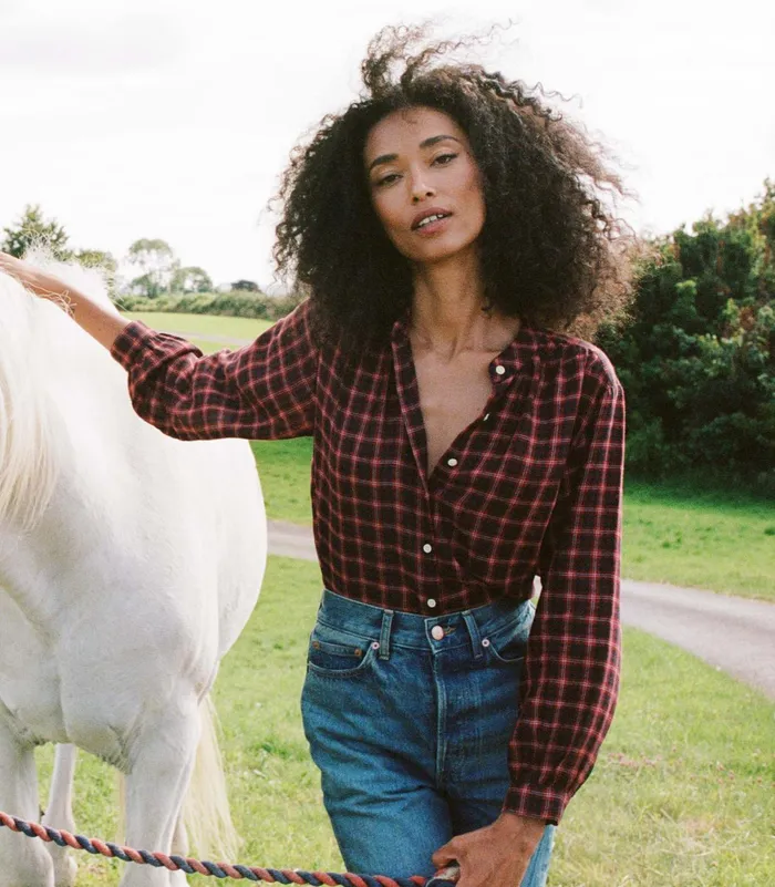 DEN Breena Top Rouge Countryside Plaid Women Tops