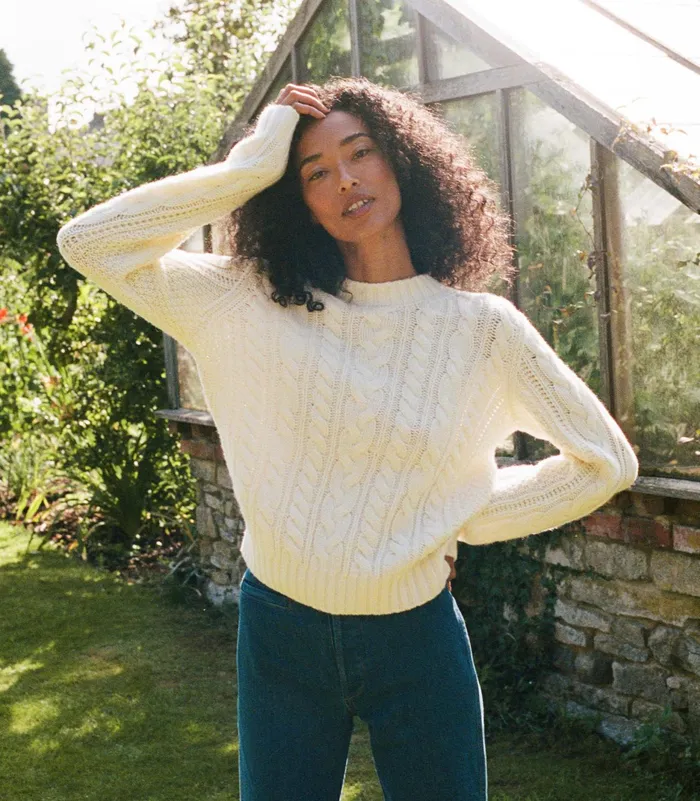 DEN Cartwright Cashmere Sweater Ivory Women Knitwear