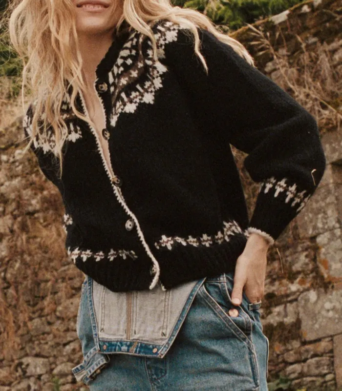 DEN Clarke Cardigan Olympia Black Fairisle Women Knitwear