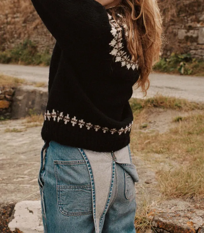 DEN Clarke Cardigan Olympia Black Fairisle Women Knitwear