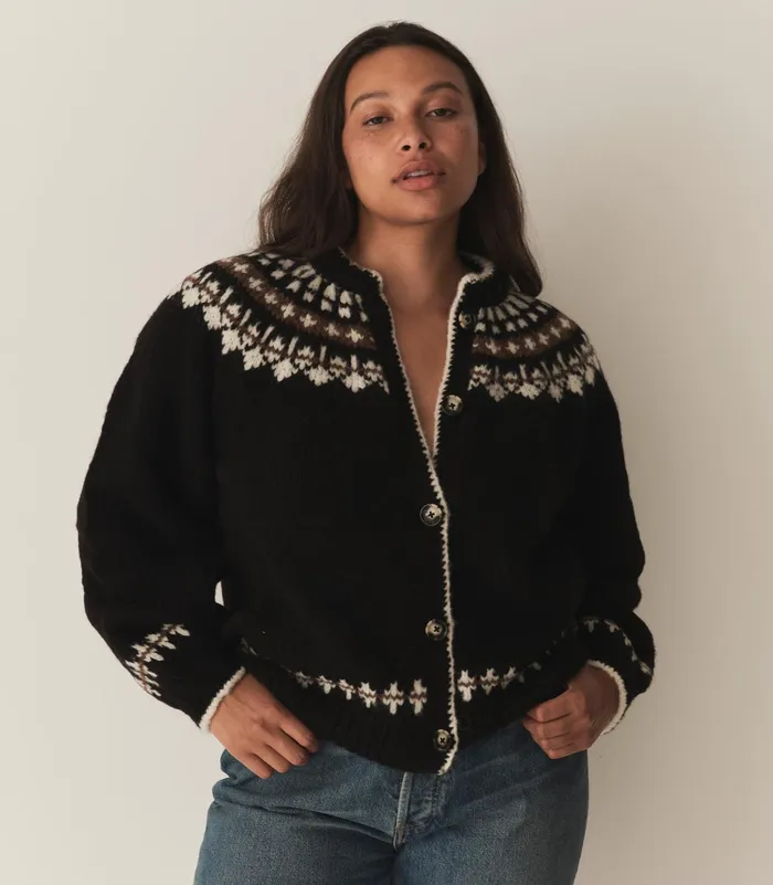DEN Clarke Cardigan Olympia Black Fairisle Women Knitwear