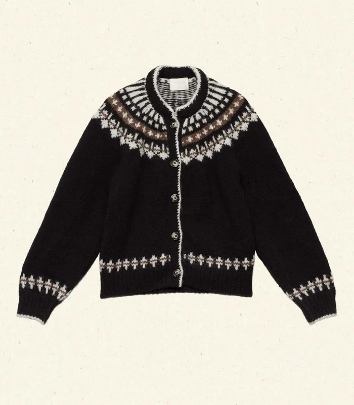 DEN Clarke Cardigan Olympia Black Fairisle Women Knitwear