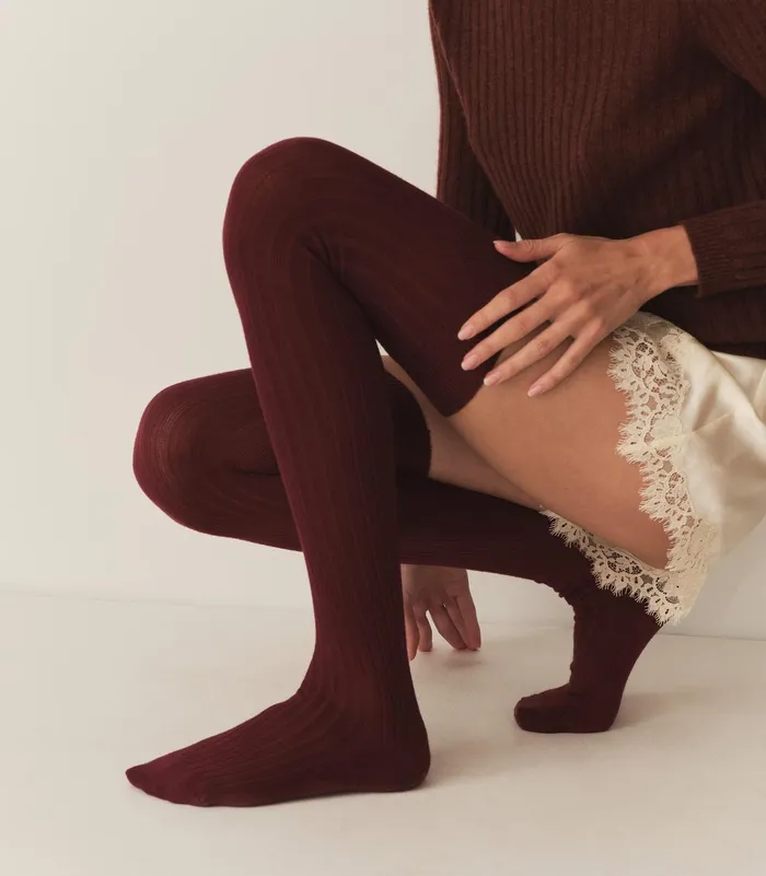 DEN Collgien Thigh High Socks Bordeaux Grand Cru Women Socks and Tights