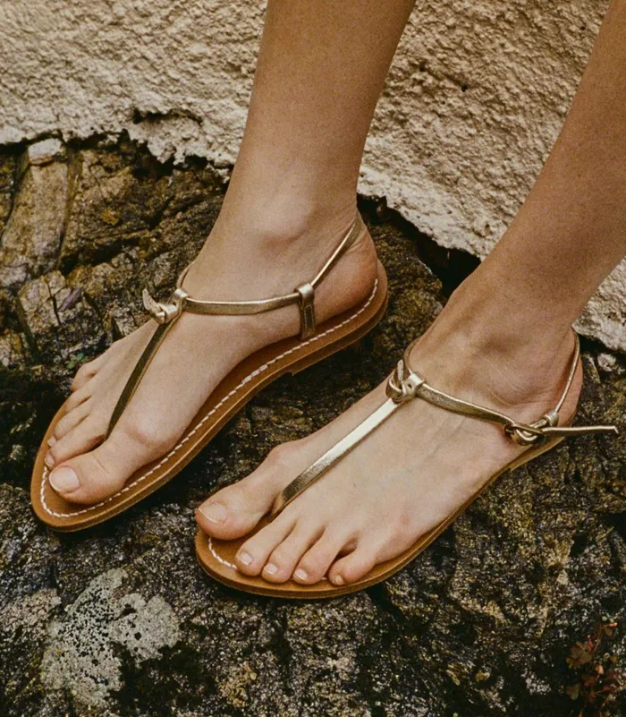 DEN DEN and KJacques Cte Sandal Metallic Champagne Women Shoes