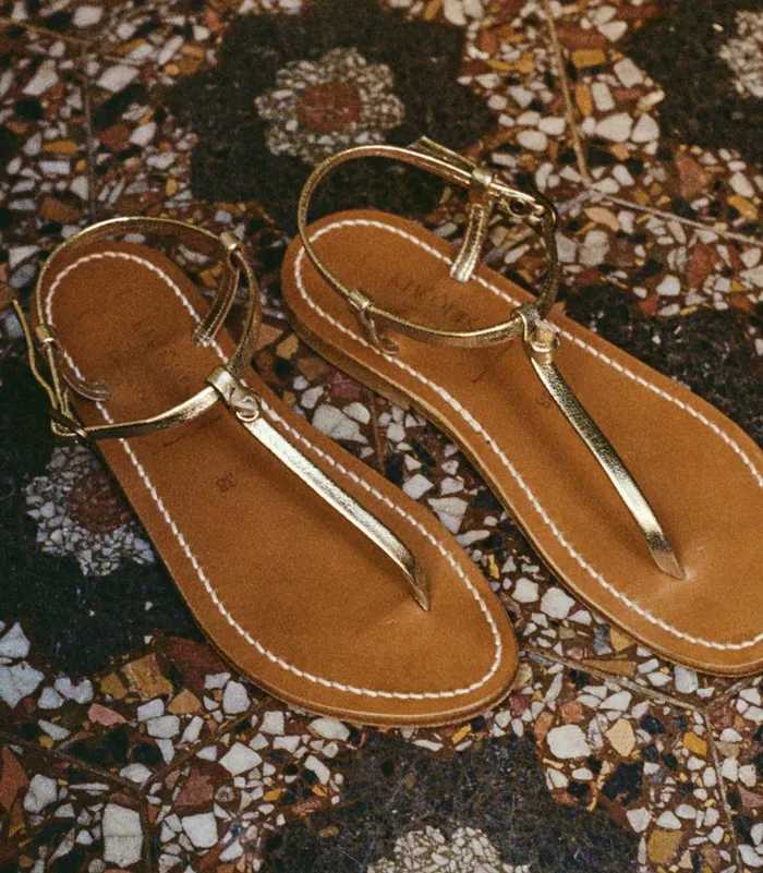 DEN DEN and KJacques Cte Sandal Metallic Champagne Women Shoes