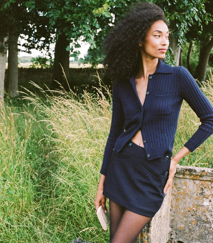 DEN Harrington Cardigan Navy Women Knitwear