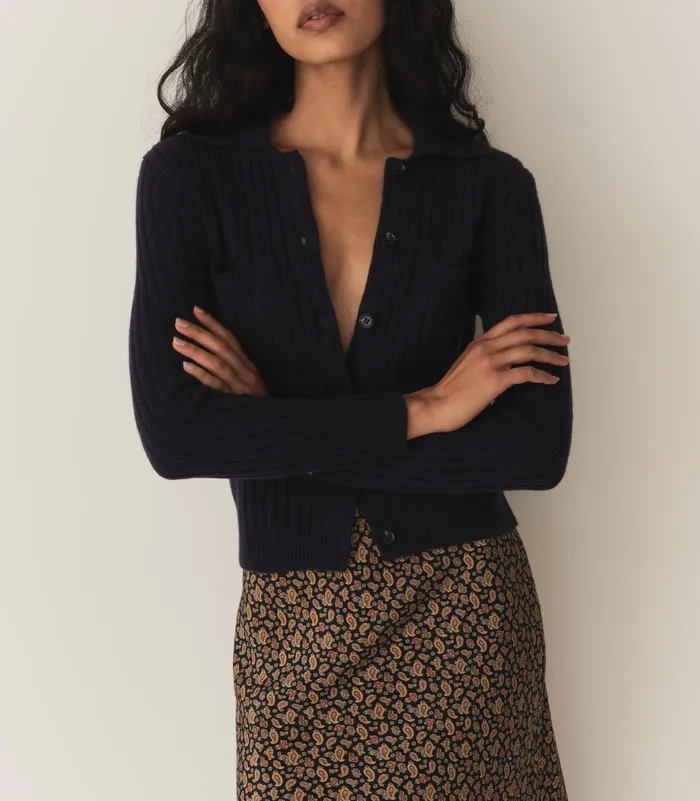 DEN Harrington Cardigan Navy Women Knitwear