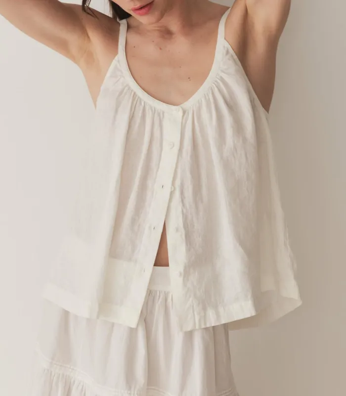 DEN Nalina Linen Top Salt Women Tops