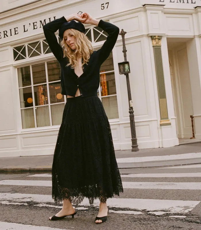 DEN Sebastiane Lace Skirt Black Women Skirts