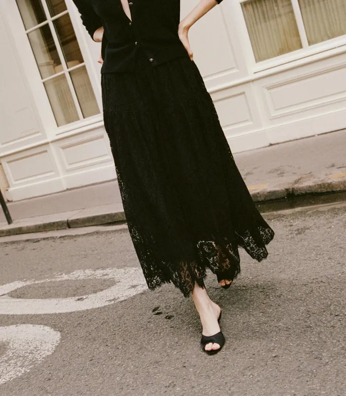 DEN Sebastiane Lace Skirt Black Women Skirts