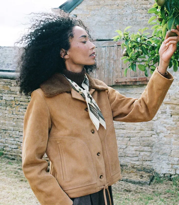 DEN Turner Suede Jacket Stag Women Coats and Jackets