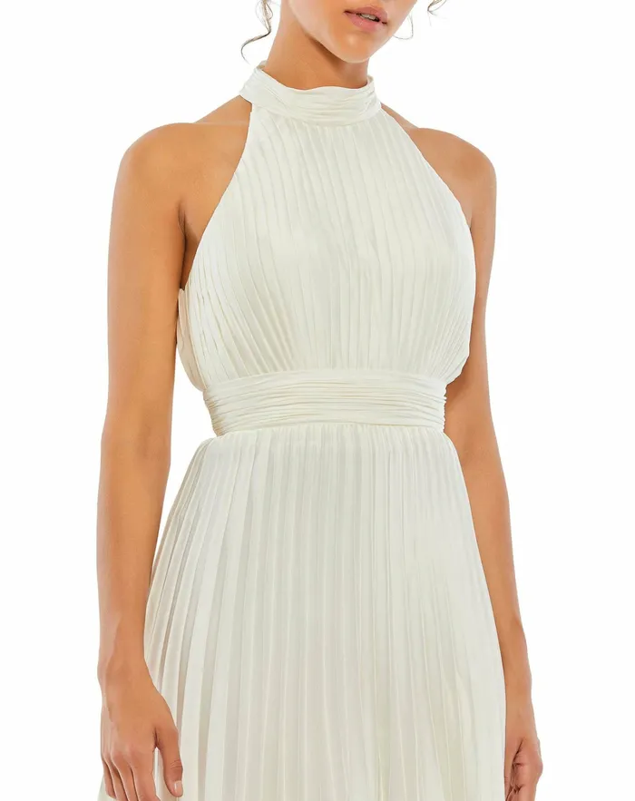 Daytime Dresses Pleated Halter Neck Mini Dress White 8211 Mac Duggal Women