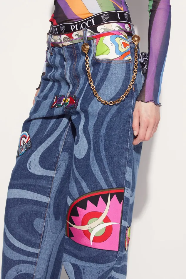 Denim Women PUCCI MarmoPrint Embellished Jeans