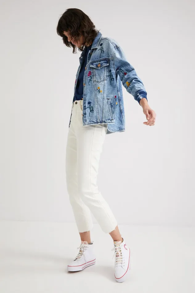 Desigual Floral Denim Overshirt Women Jackets