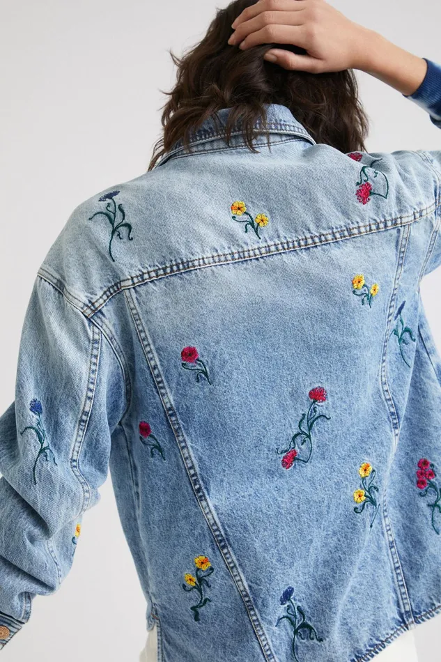 Desigual Floral Denim Overshirt Women Jackets
