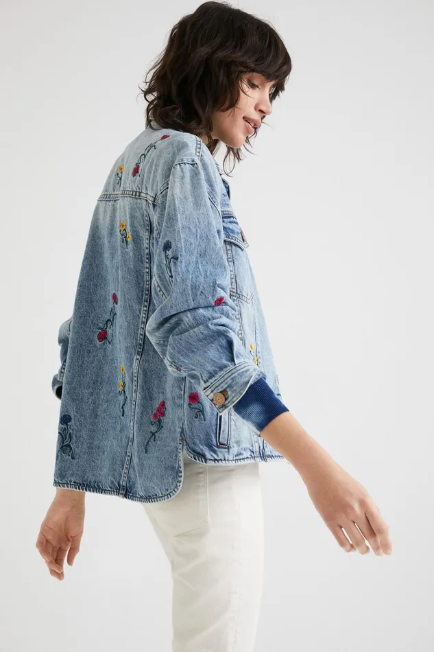 Desigual Floral Denim Overshirt Women Jackets