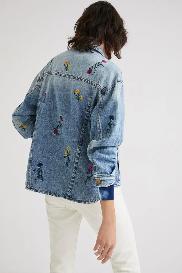Desigual Floral Denim Overshirt Women Jackets