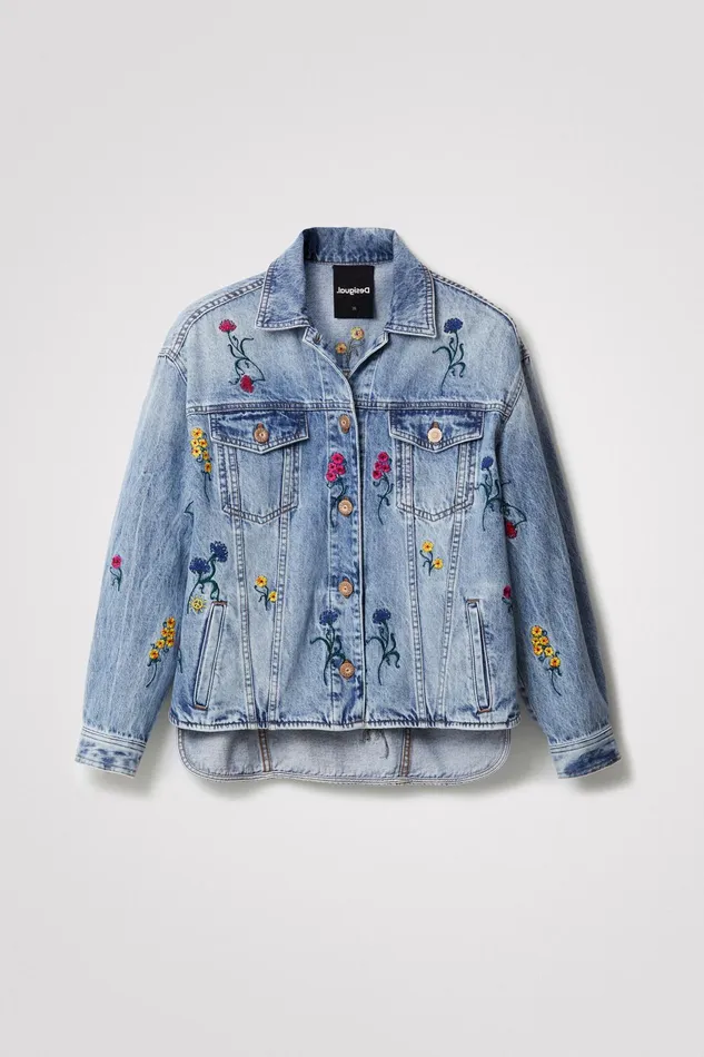 Desigual Floral Denim Overshirt Women Jackets