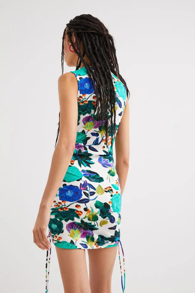 Desigual Floral Ribbed Dress Women Dresses