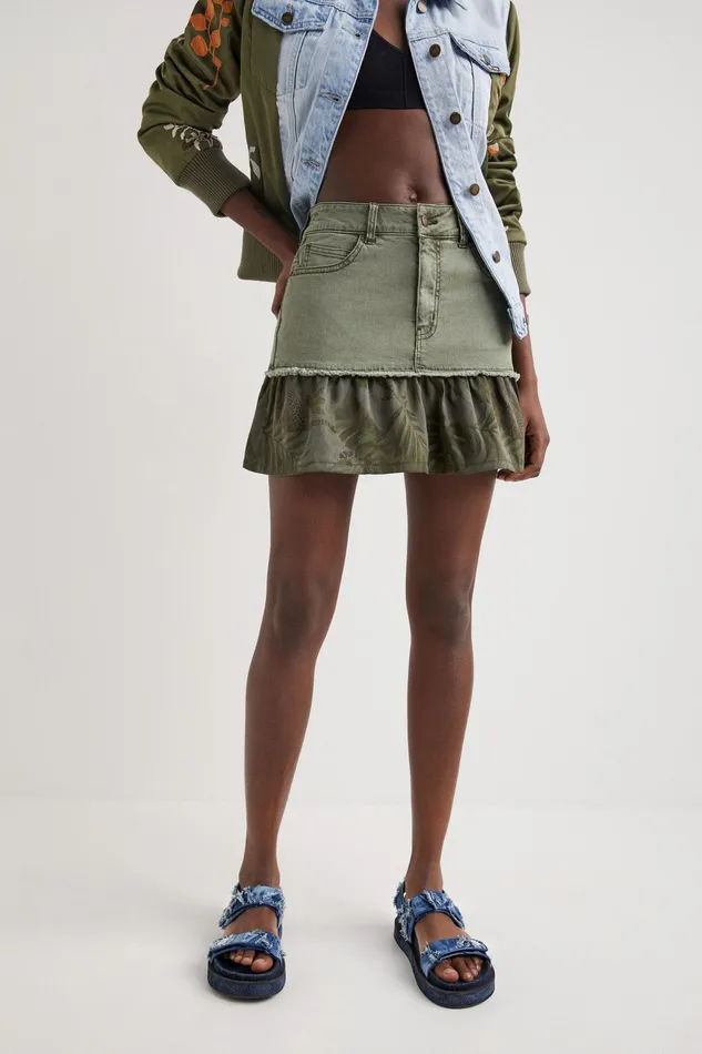 Desigual Flounce Patchwork Denim Miniskirt Women Skirts and Shorts