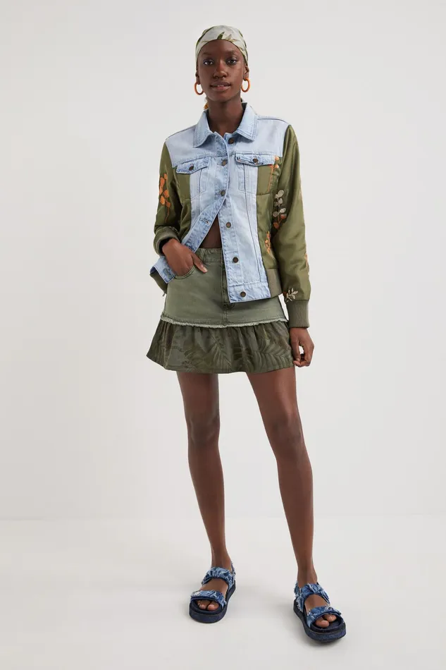 Desigual Flounce Patchwork Denim Miniskirt Women Skirts and Shorts